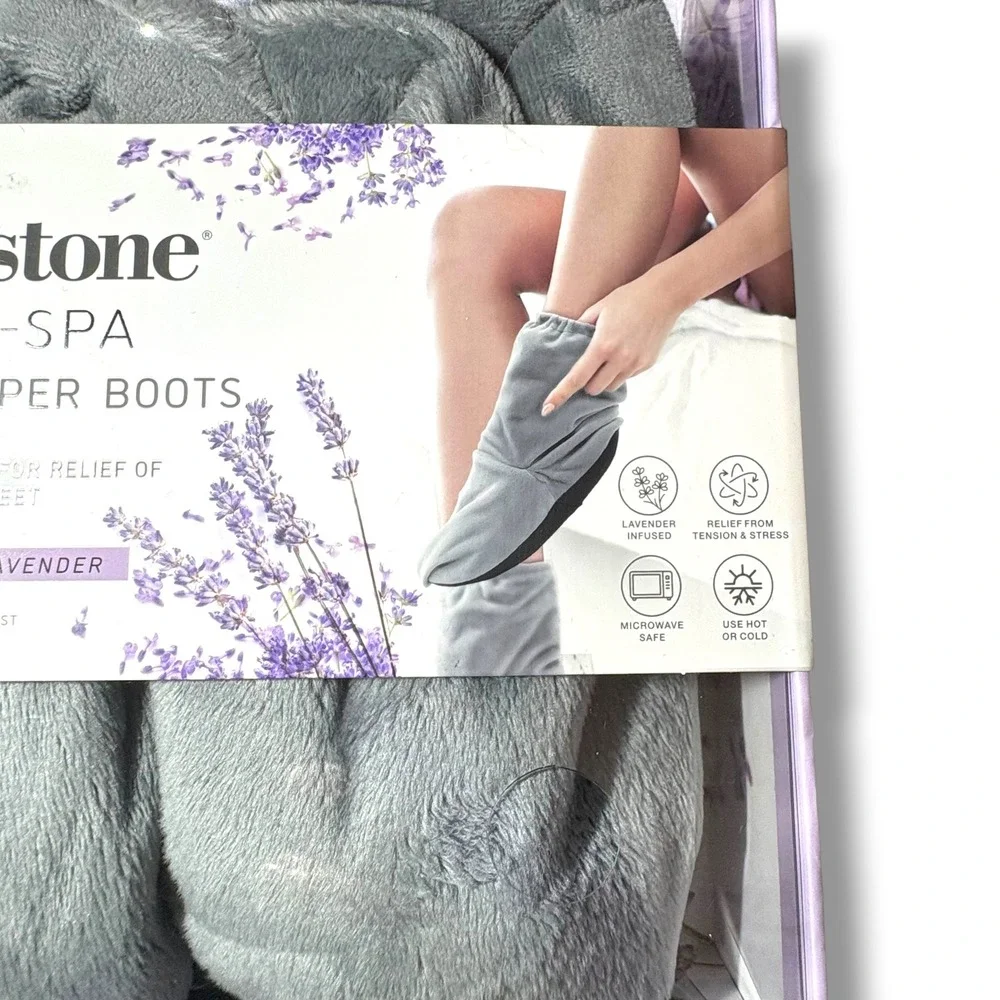 Brookstone Thera-Spa Warming Slipper Boots Lavender Infused Hot Cold Therapy